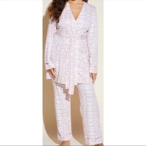 Cosabella Bella 3 Piece Pajama Set Snake Print Mandorla Size Petite Small